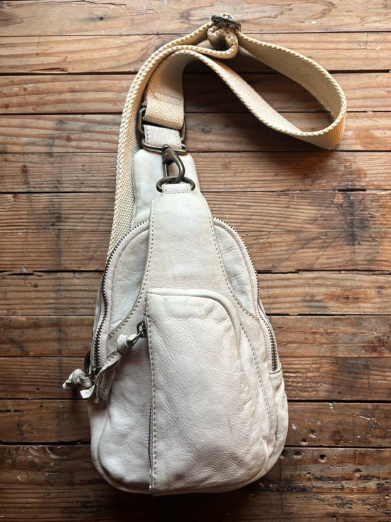 Free People Handbags - Free People Cream Leather Crossbody Sling Bag - Minimalist Everyday Style